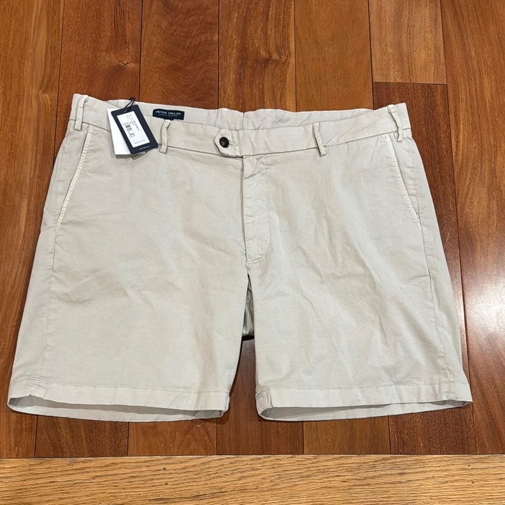 NWT Peter Millar Crown Crafted Shorts Mens Stone Beige Chino Twill MC24XB75 40